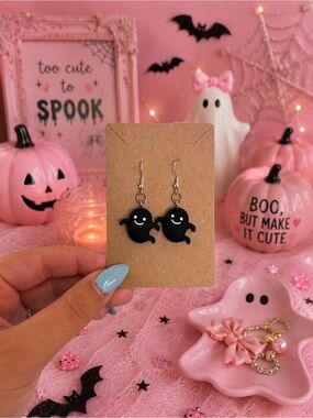 Cute Black Ghost Dangle Earrings
